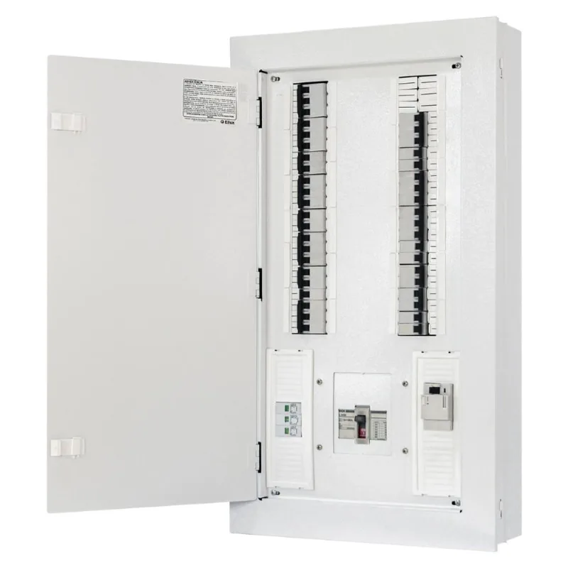 Quadro trifásico 44disjuntores din 150a sobrepor + geral + 24mod