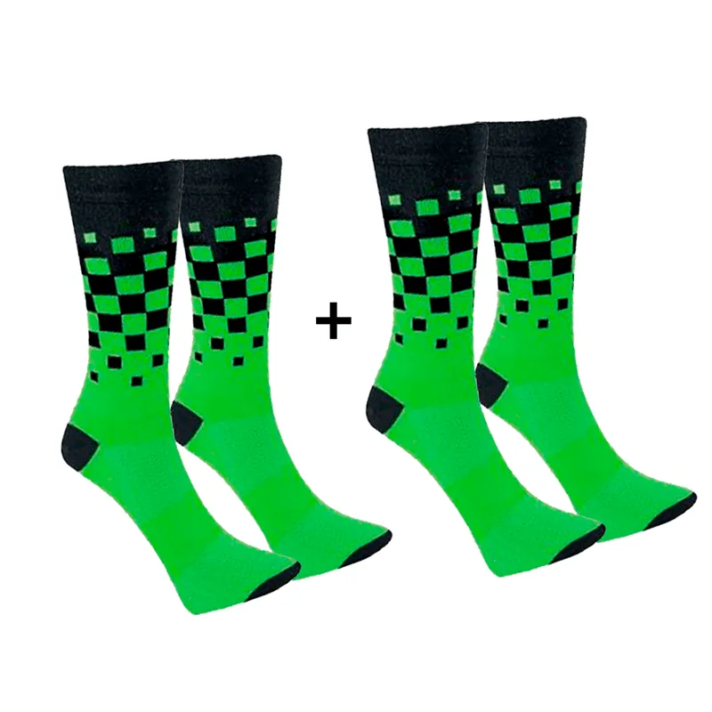 Kit 2 Meia Ciclismo Cano Longo Masculina Performance - 37-40 - Verde/verde