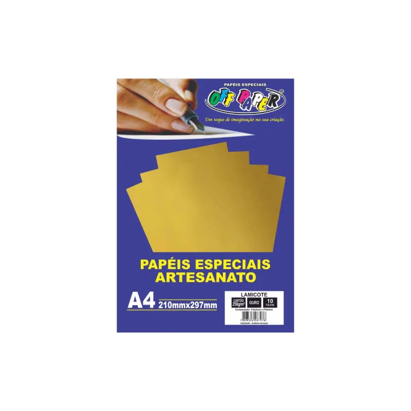 Papel Off Paper Espec A4 Metalizado Ouro 150gr C/15fl
