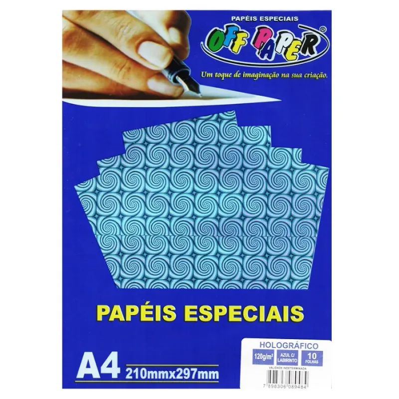 Papel Off Paper Espec A4 Holografico Azul C/Labirint 120gr