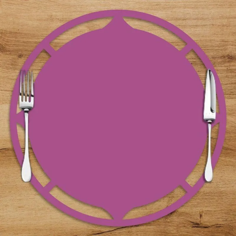 Sousplat Em Mdf Roxo Borda Vazada Detalhada 35x35cm