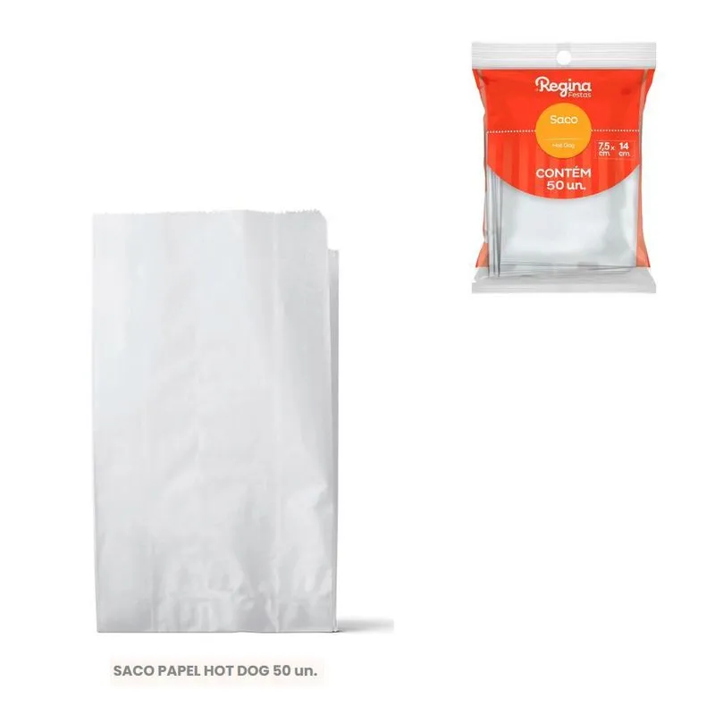 Sacos De Papel Hot Dog 50un 7,5x14cm - Regina