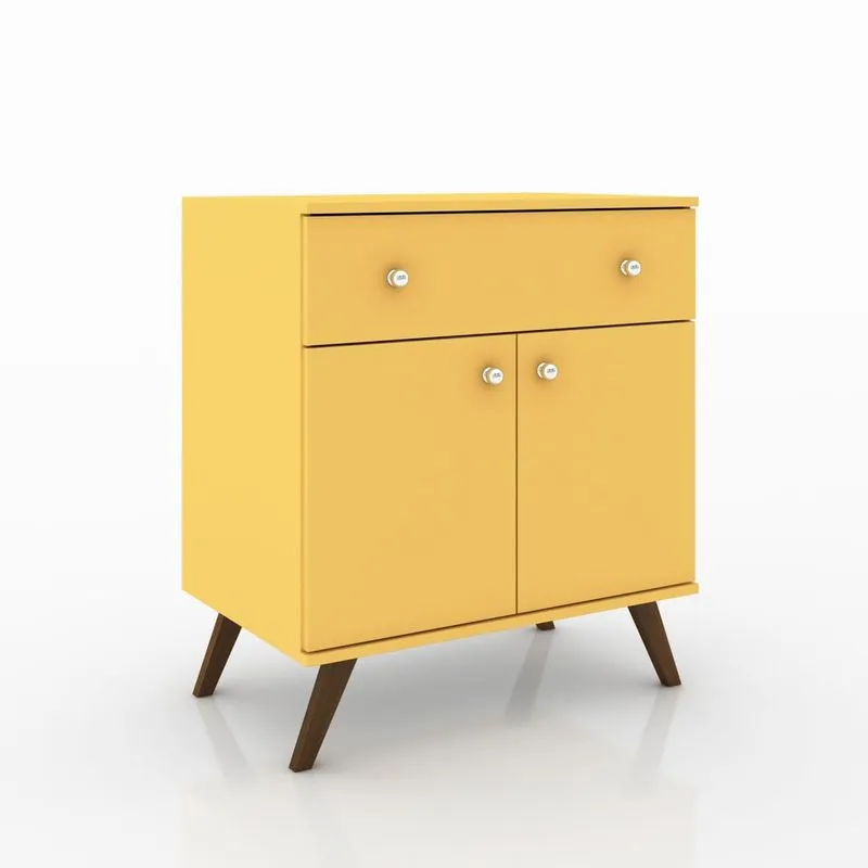 Aparador 2 Portas 1 Gaveta Retrô RT 3021 Movelbento Amarelo