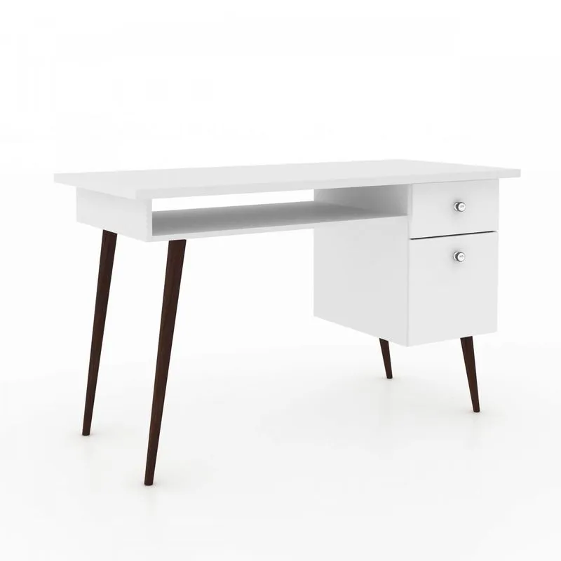 Escrivaninha com Nicho 1 Porta e 1 Gaveta Retrô RT 3067 Movelbento Branco