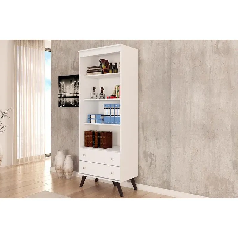 Estante de Livros ESM216 c/ 3 Prateleiras Branco - Movelbento