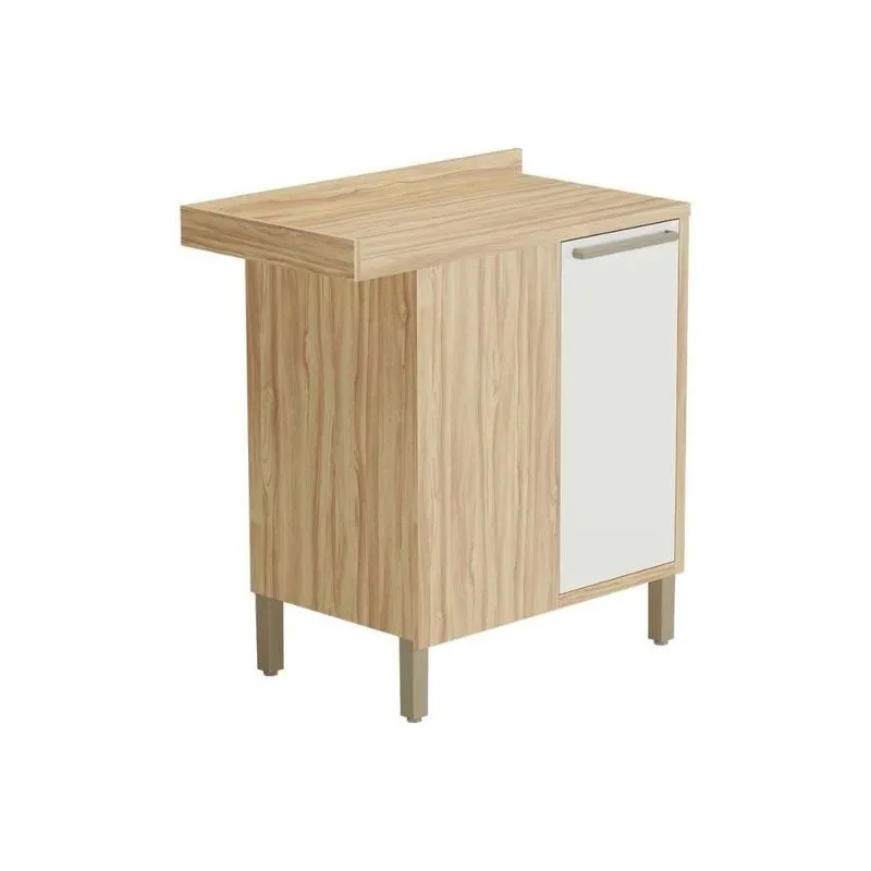 Gabinete De Cozinha Modulado Balcão Canto Syrah 1 Porta Com Tampo 48cm Amendoa-branco - Ronipa