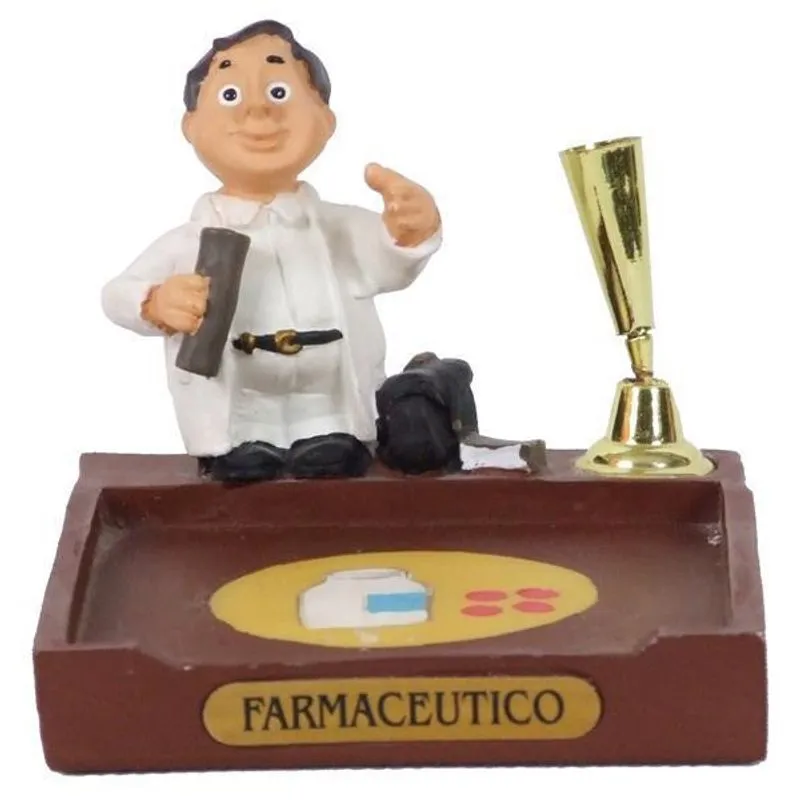 Miniatura Farmacêutico Resina Porta Caneta E Papel 8cm