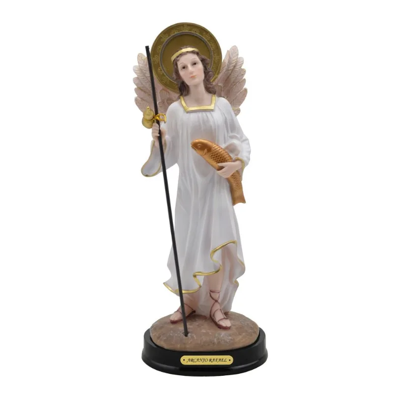 Arcanjo Rafael Imagem Religiosa Resina Feito A Mão 30Cm