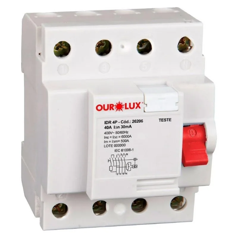 Disjuntor Diferencial Residual Ourolux, 4P, 40A