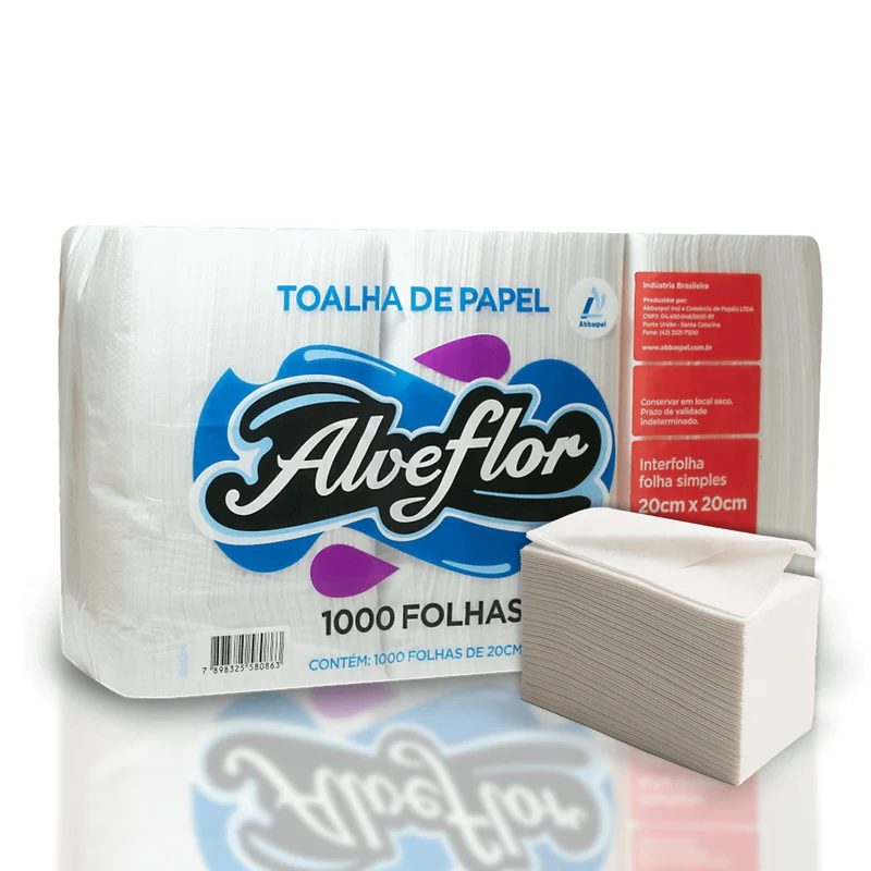 Papel Toalha Interfolha 1000 Folhas Alveflor Slim 100% Celulose