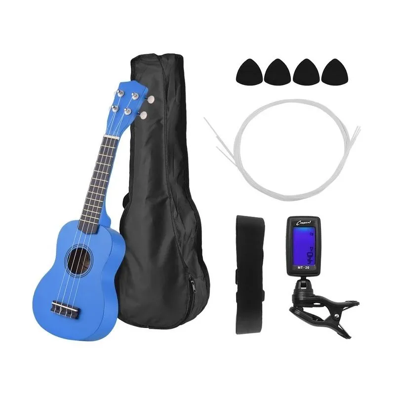 Ukulele De Basswood Acústico De 21 Polegadas Com Afinador - Azul