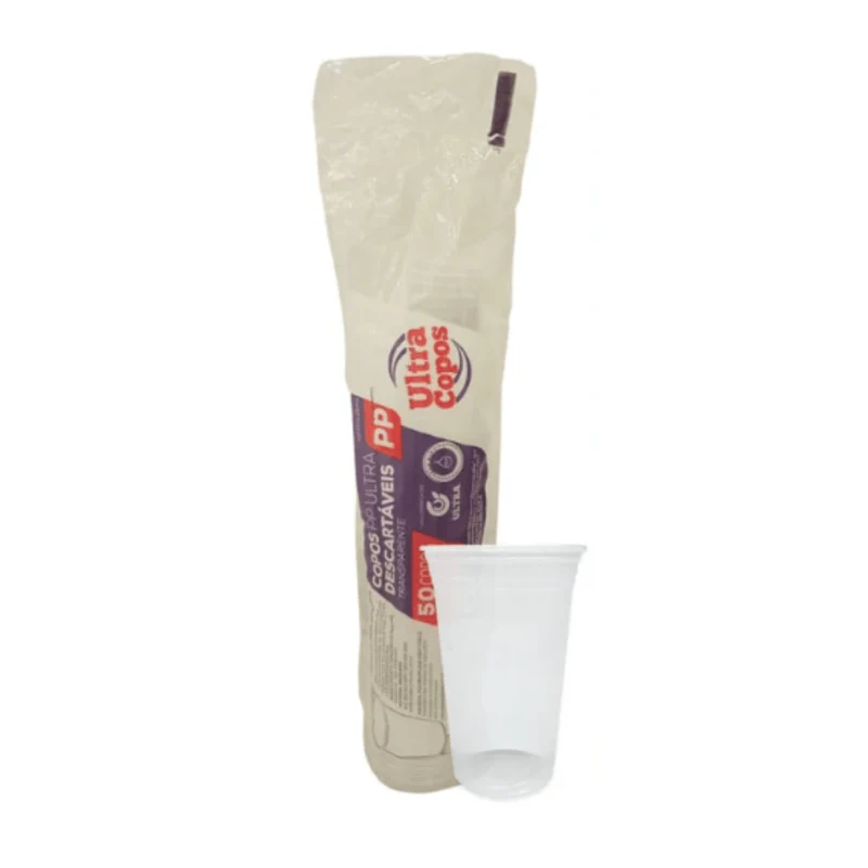 Copo Descartável 440ml Liso Transparente PP Ultra Copos Replast - 50 Unidades
