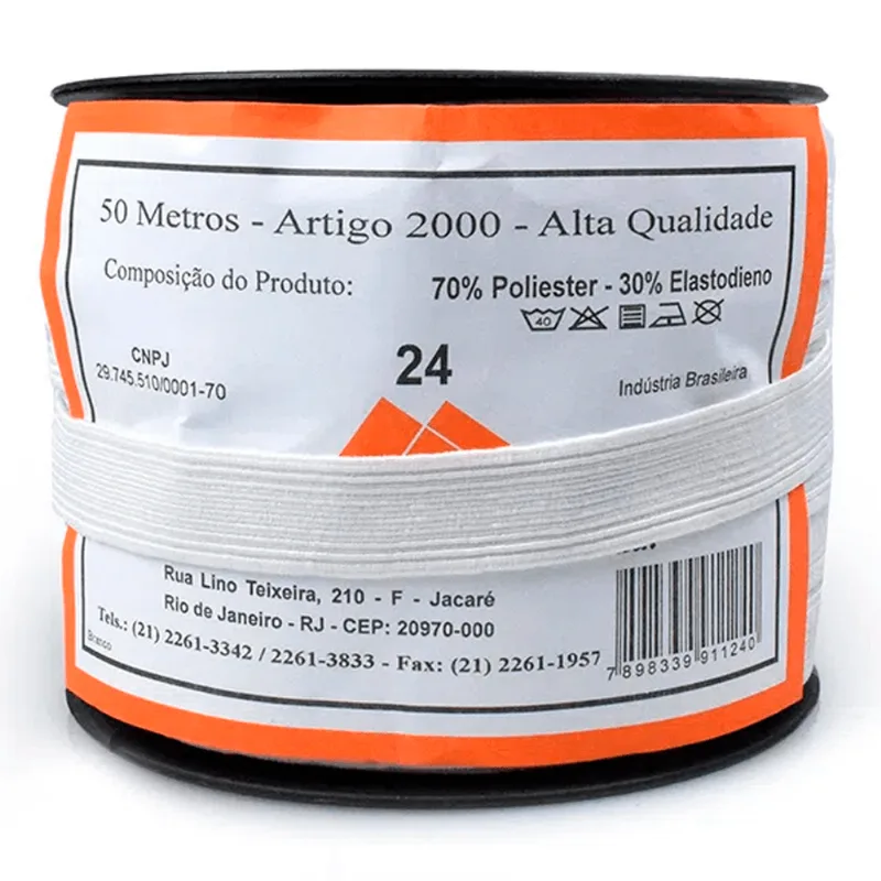 ELASTICO CHATO 16MM 50 2000/24 BRANCO ÚNICA