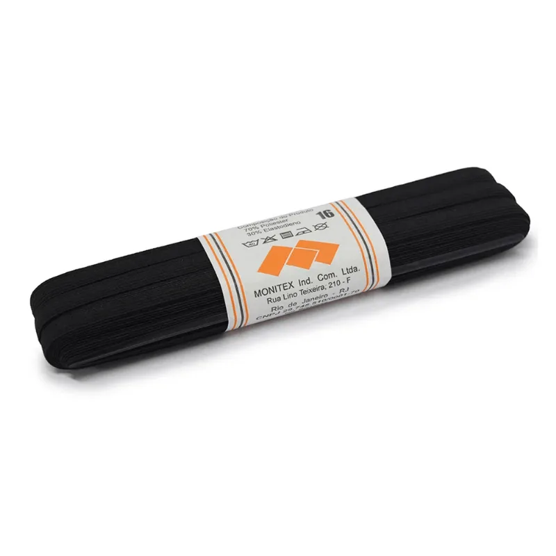 ELASTICO CHATO 09MM 010M 2000/16 PRETO ÚNICA
