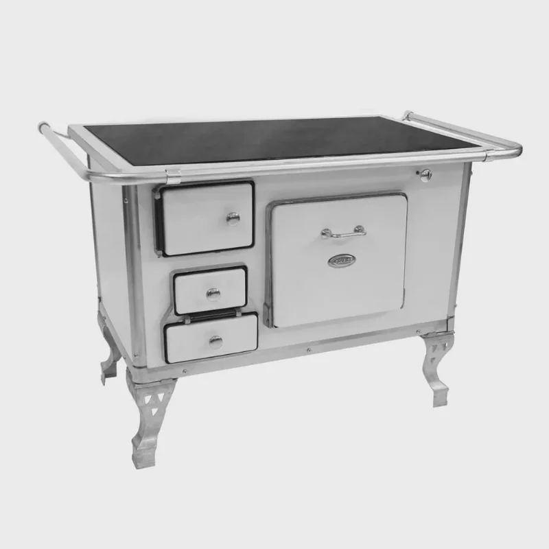 Fogão a Lenha Clarice Simples N2 Porta Basculante Direito Chapa Vitrocerâmica Branco