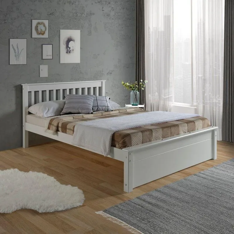 Cama Casal Inglesa Com Peseira Fechada Em Madeira Maciça Mv Outlet Branco
