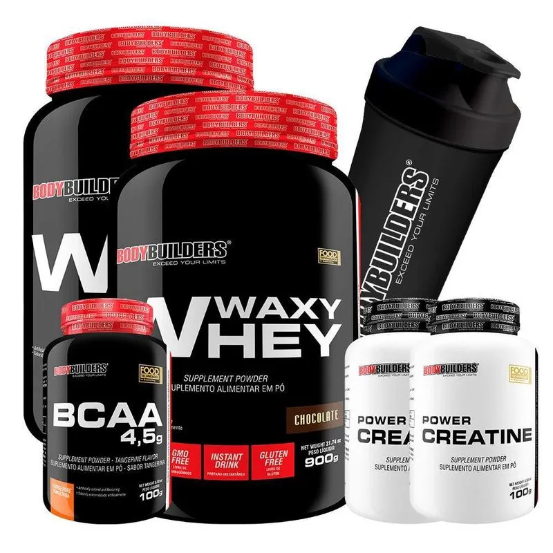 Kit 2 Waxy Whey Protein 900G + 2 Power Creatina 100G