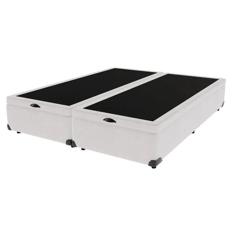 Cama Box Com Baú King Branco De Madeira 193cm Kazamix