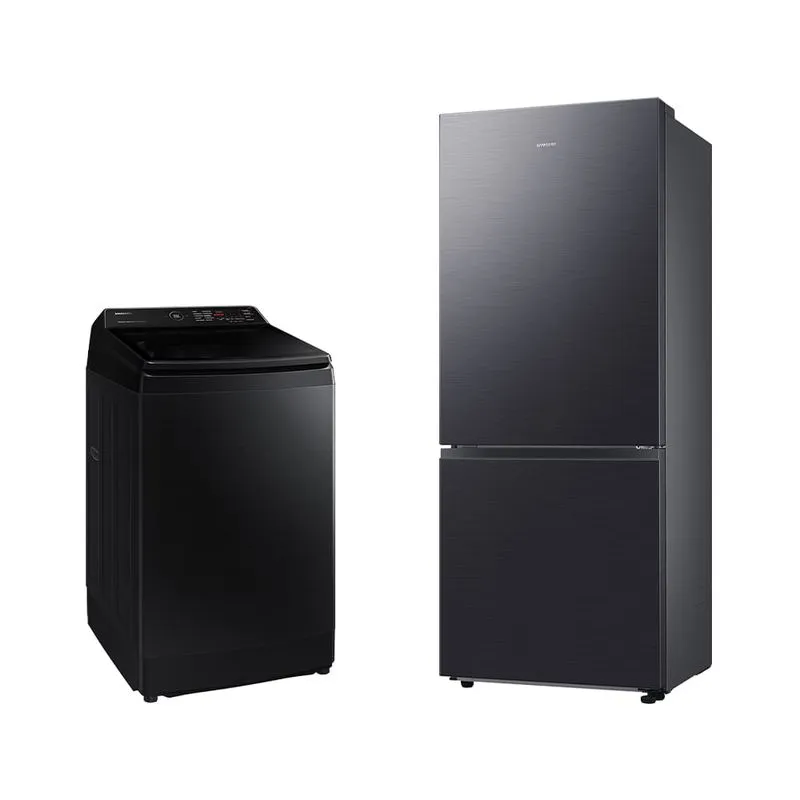 Lavadora Smart Samsung Digital Inverter Wa14cg Black 14kg 127v + Geladeira Samsung Bmf Rb50dg6020b1az Smartthings 462l Black Inox Look 127v Combo
