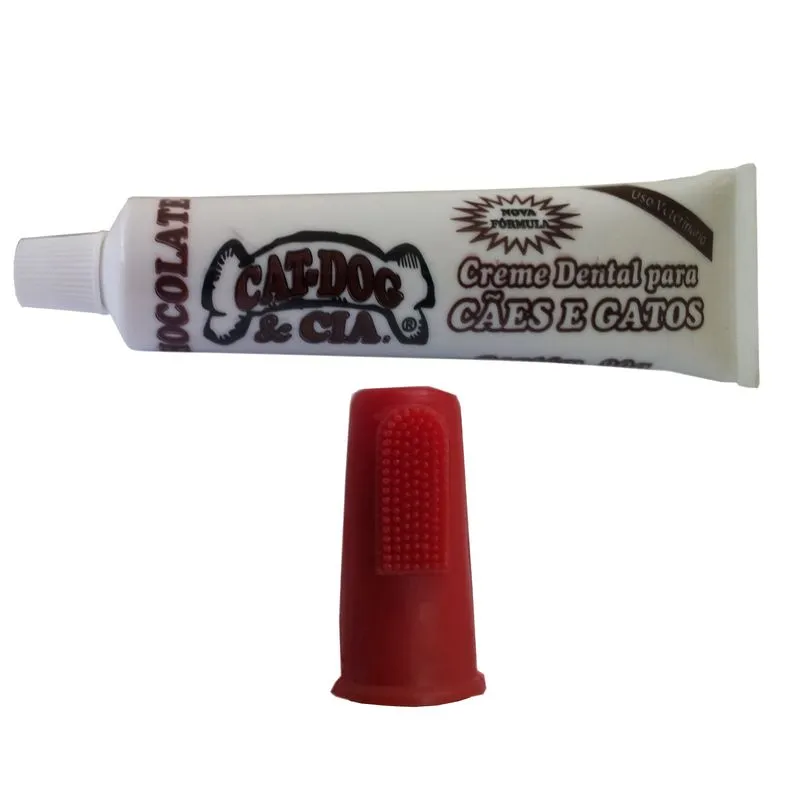 CONJUNTO HIGIENE BUCAL - CHOCOLATE - 90 G - CAT-DOG & CIA CONJUNTO HIGIENE BUCAL - CHOCOLATE - 90 G - VERMELHO - CAT-DOG & CIA