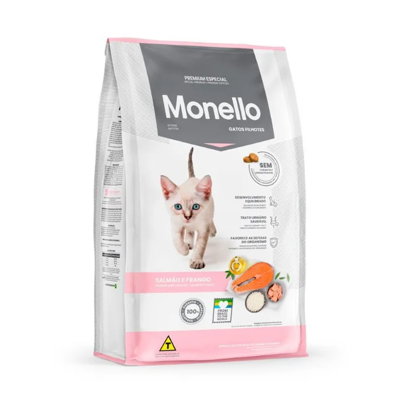 Ração Monello Para Gatos Filhotes Sabor Salmão E Frango - 10,1kg