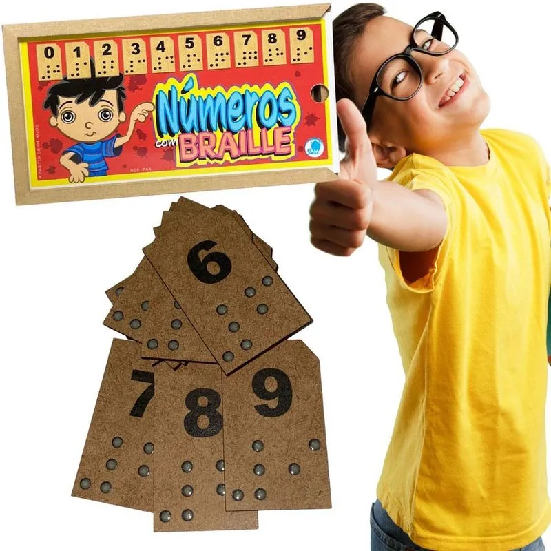 Numerais 0 A 9 Jogo Inclusivo Em Braille Baixa Visão Madeira
