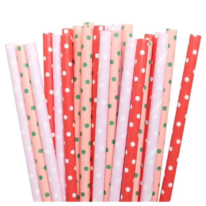 Kit 600 Canudinhos Com Bolinhas Papel Biodegradável