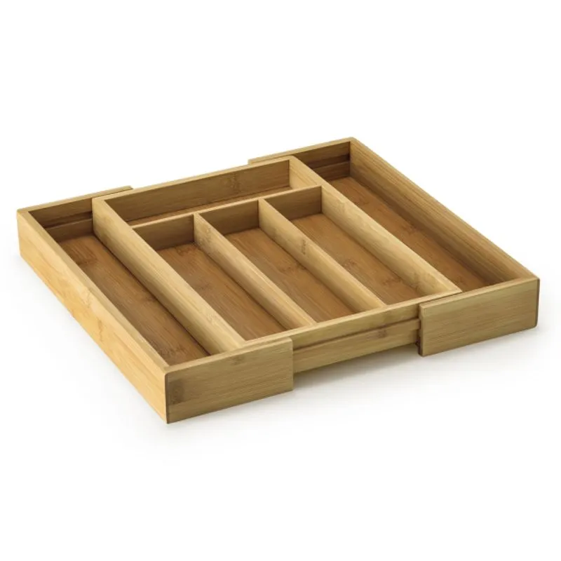Porta Talher Em Bambu Extensível Para Gavetas