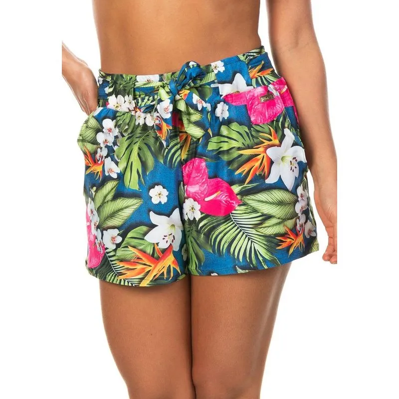 Shorts Estampado com Amarração Cintura e Bolso
