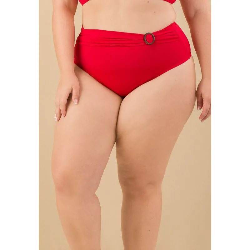 Tanga Alta Detalhe Cinto Com Acessório Vermelho Chique