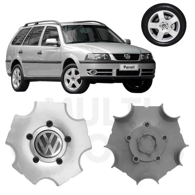 Calota Centro Roda Vw Parati Track Field G3 Prata Emblema