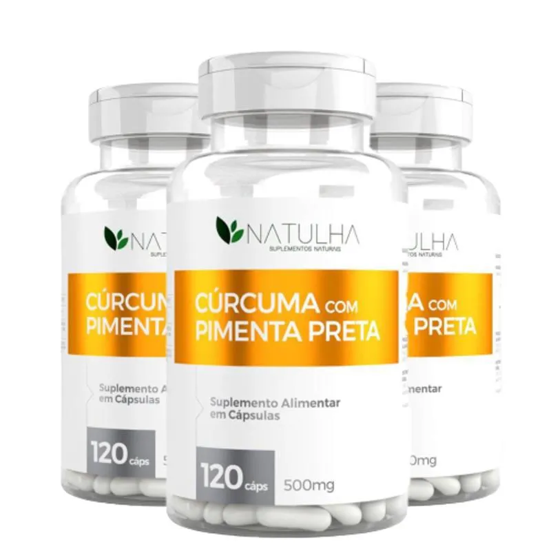 Kit 03 Cúrcuma Longa Com Pimenta Preta 120 Caps Cada 650mg