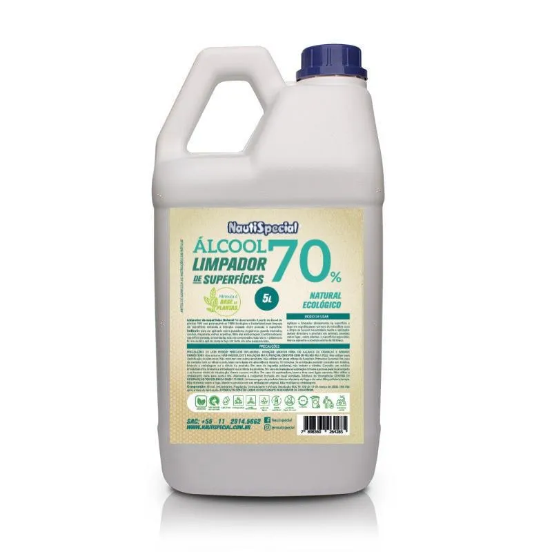 Álcool Líquido 70% Limpeza Vegano Natural 5L
