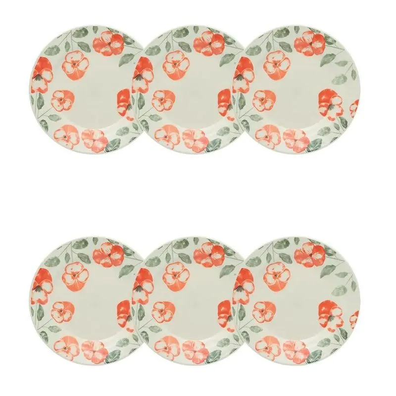 Prato De Sobremesa Cerâmica Estampa Donna Holambra 18cm 6 Un - Biona 102491