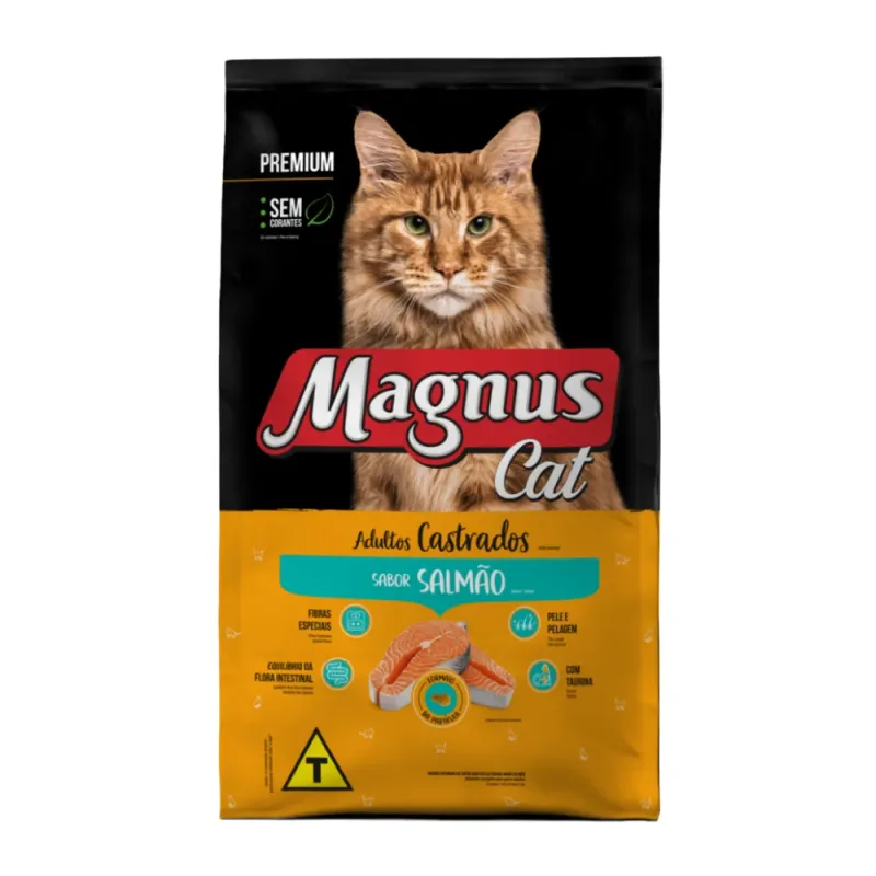Ração Magnus Cat Premium para Gatos Adultos Castrados Sabor Salmão 2,5kg