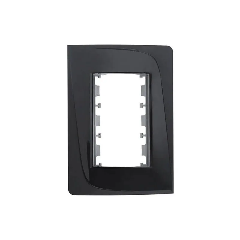 Placa Com Bastidor 2x4 P/3 Módulos Tendenza Preta Pezzi Linha 50.000