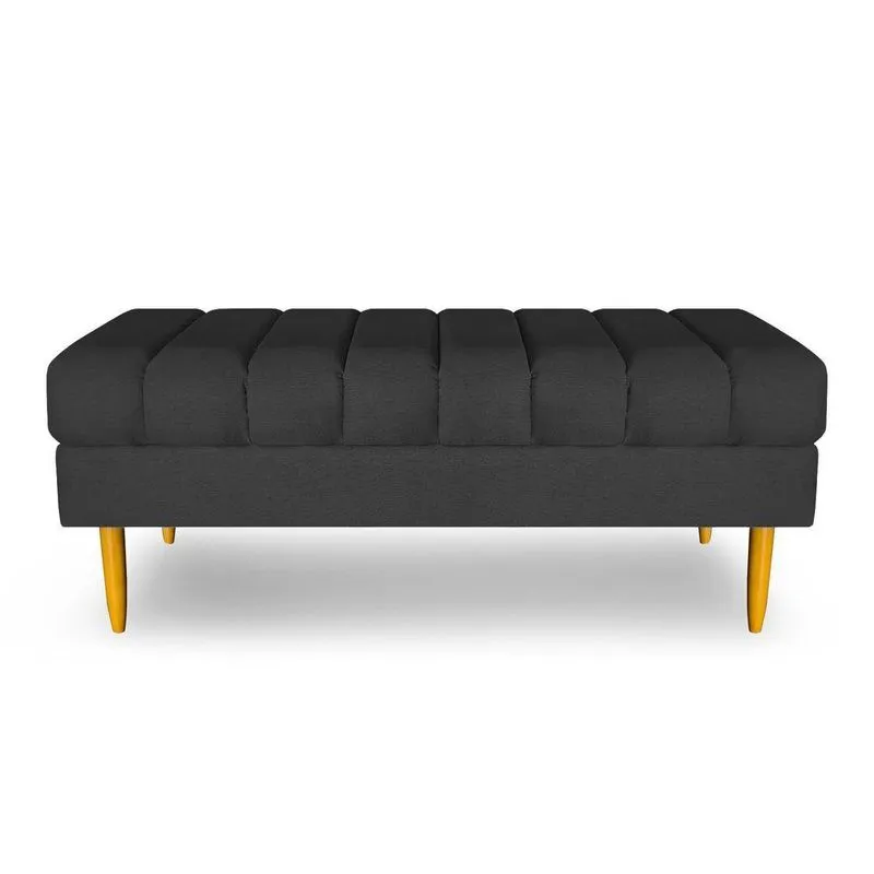 Banco Bau Jade 140cm Couro Sintetico Preto - Lares Decor