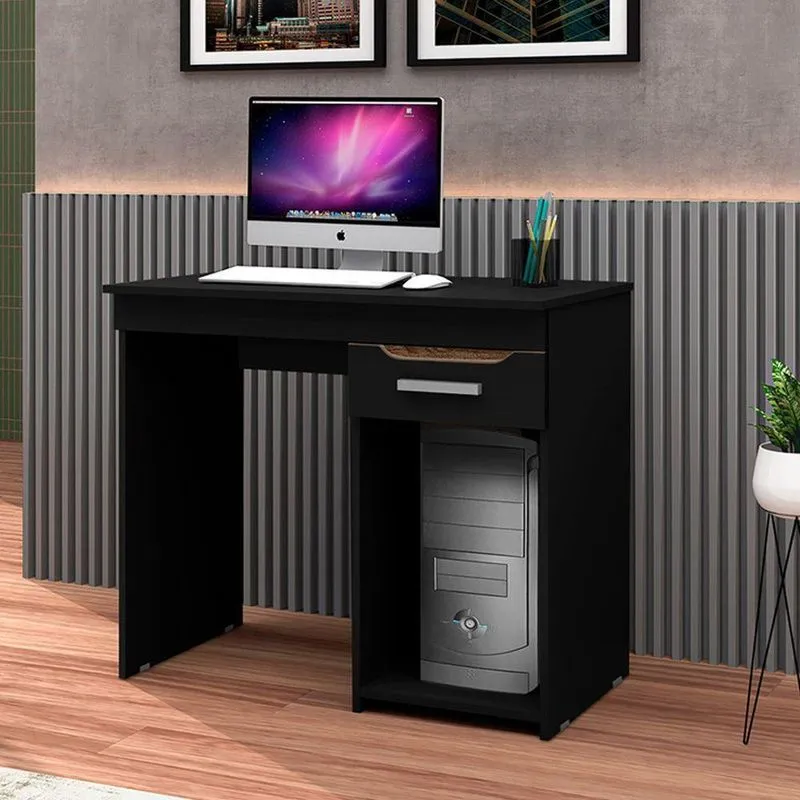 Mesa Escrivaninha De Escritorio Quenia Com 1 Gaveta - Preto