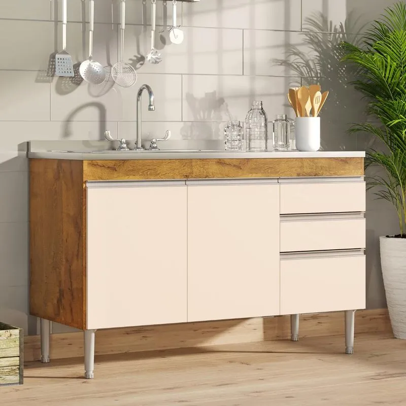Gabinete De Pia Libra 1,20m Castanho/off White