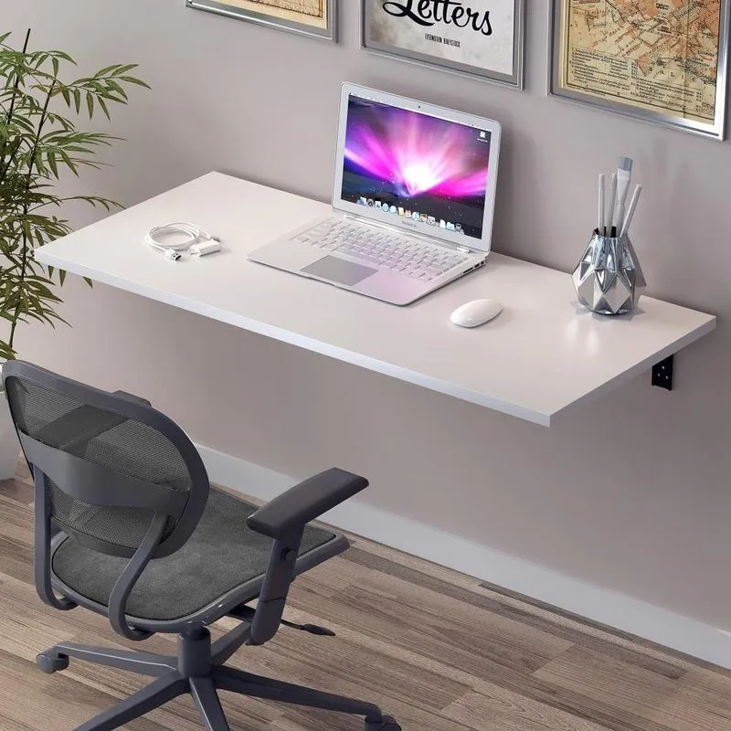 Mesa De Parede Dobravel Supensa Com Suporte 90x38 Branco