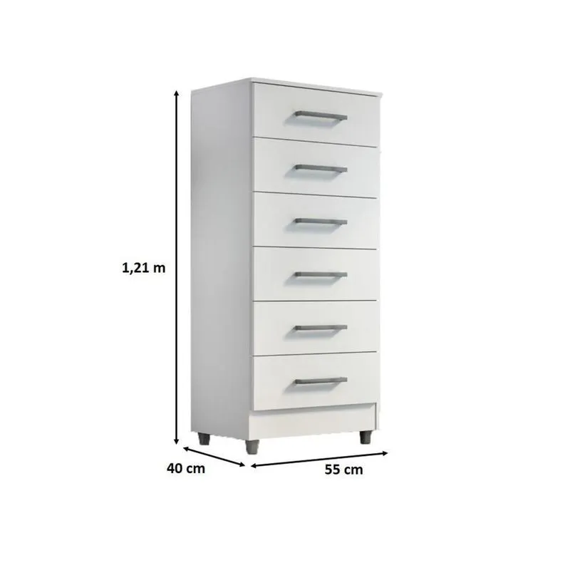 Comoda 6 Gavetas Branco Helena