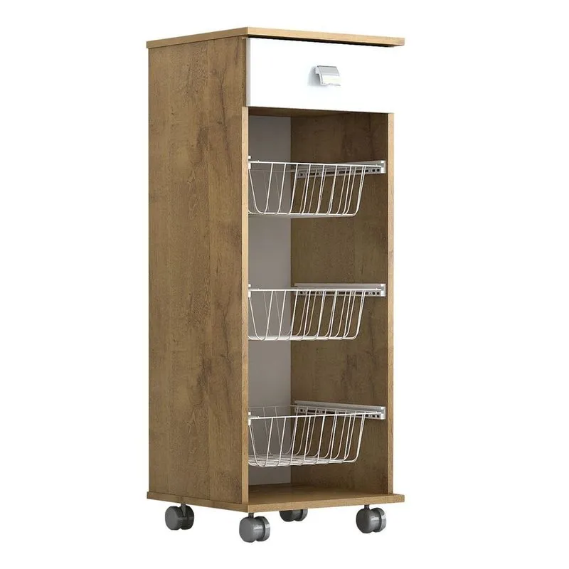 Fruteira Talita mdp 1 Gaveta Castanho/Branco