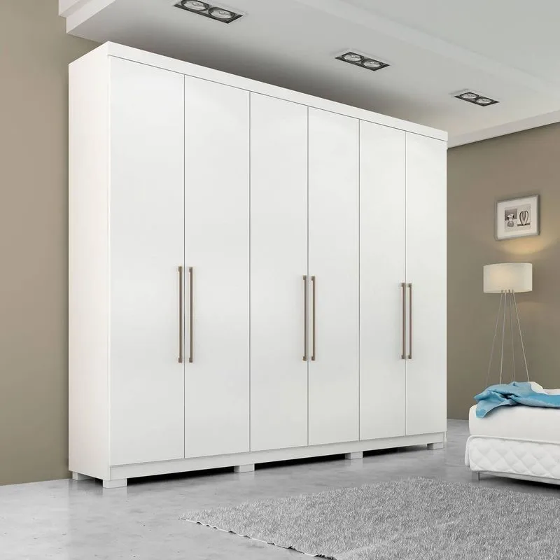 Guarda Roupa Casal com Pés 6 Portas Ana Panan Móveis Branco