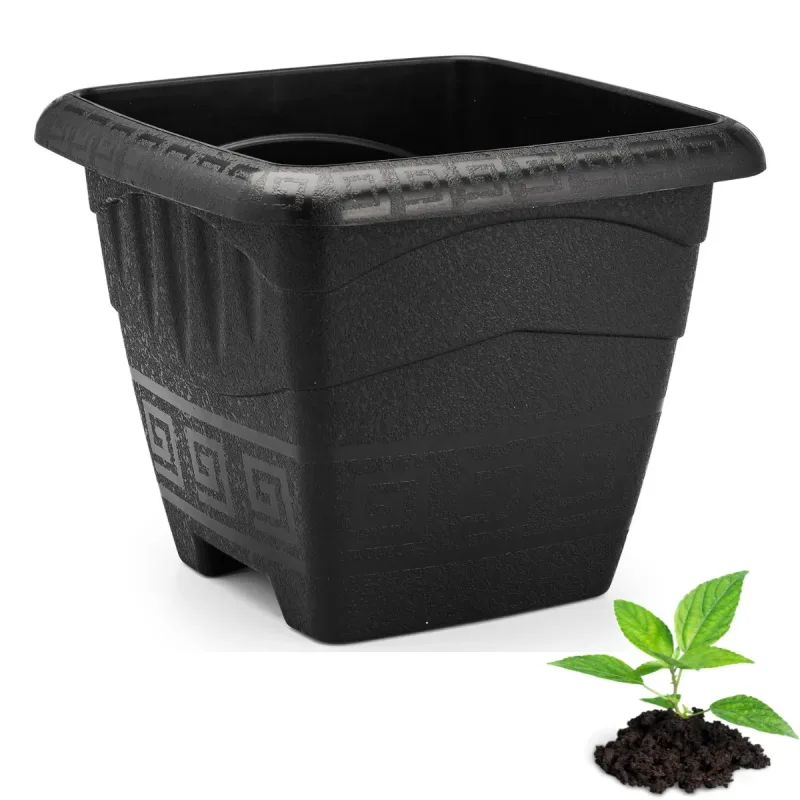 Vaso Para Planta Plástico 11 Litros Preto Kit 6 Unidades G
