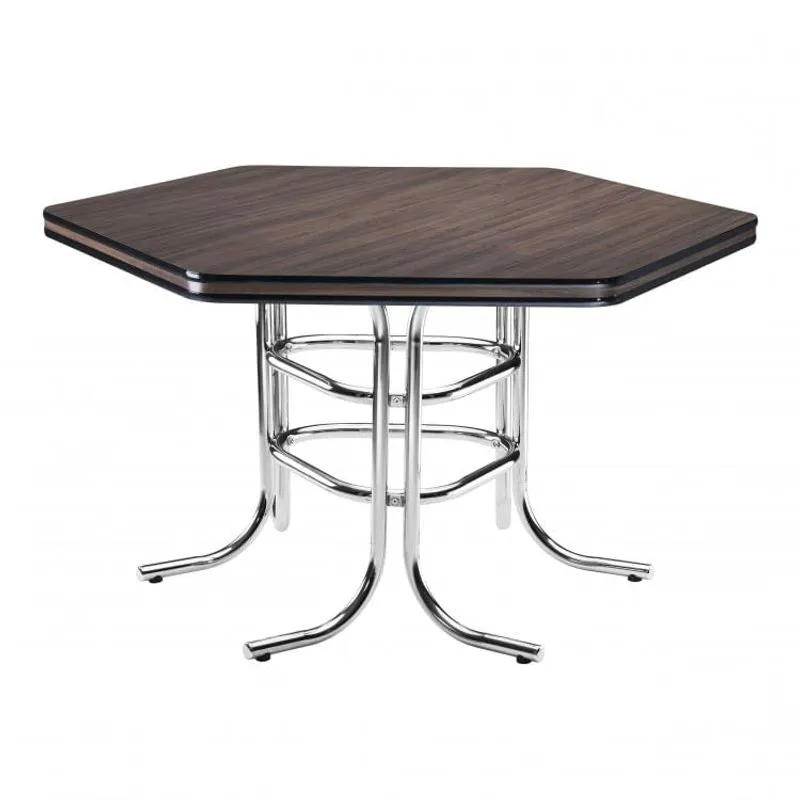 Mesa Sextavada Tampo em MDP ME-220 Móveis Brastubo Ameixa Negra/Preto