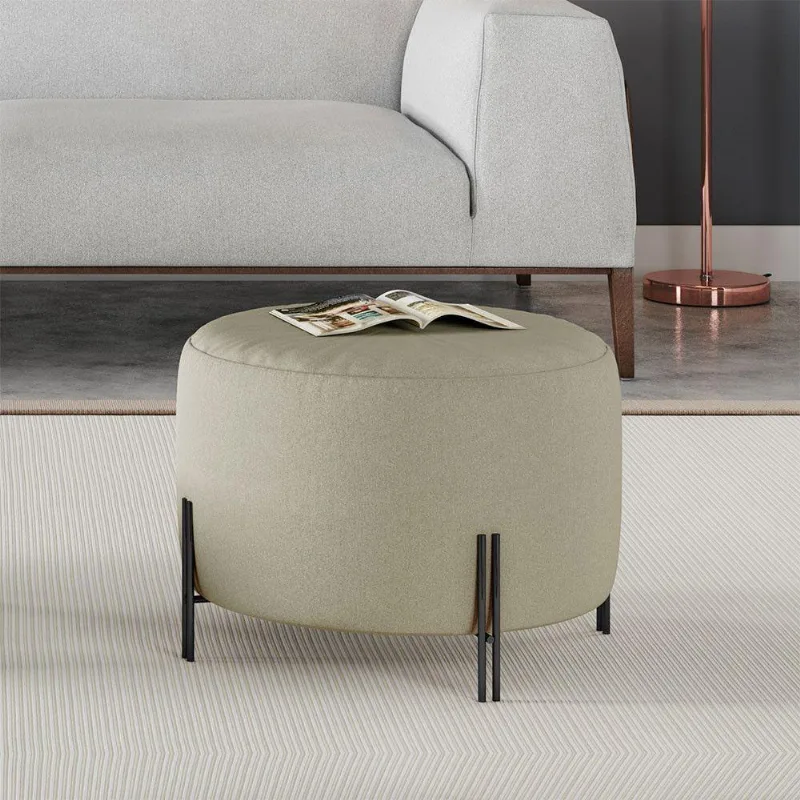 Puff Girassol Revestimento Em Linho Mais Decor Preto/bege