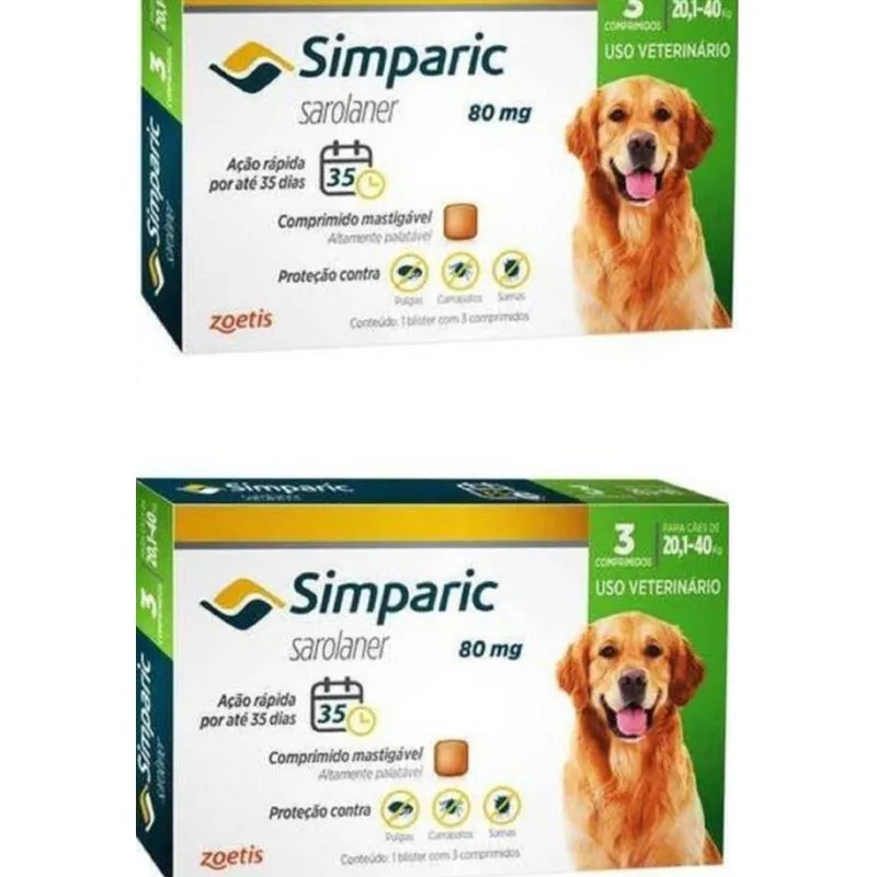 Combo 2 Unidades Simparic 20,1 A 40kg 80mg Cx 3 Comprimidos