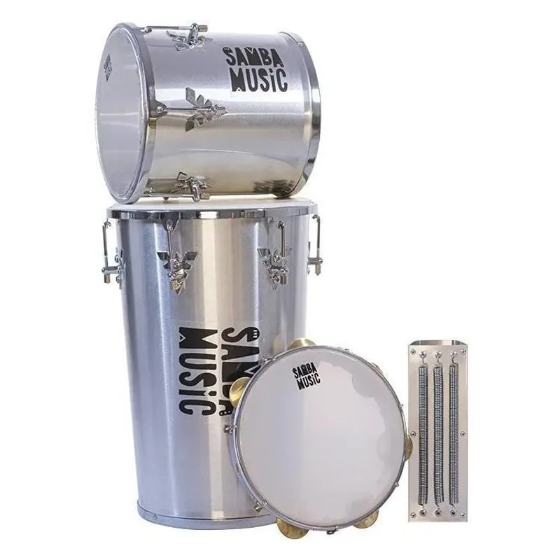 Kit Percussão Samba Music Al: Rebolo Repique Reco Pandeiro