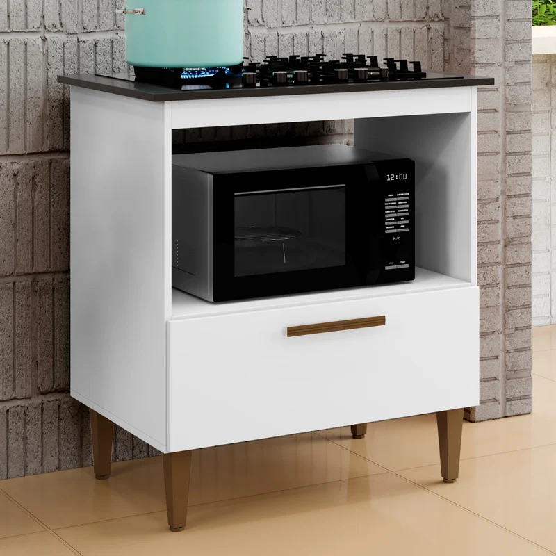 Balcão Cooktop Eliz 1 Porta 4 Bocas Nature Off White Kaiki Móveis BRANCO