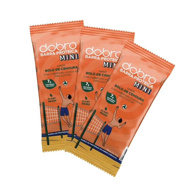 Kit 3x: Barra Proteica Bolo De Cenoura &amp; Chocolate Dobro 25g